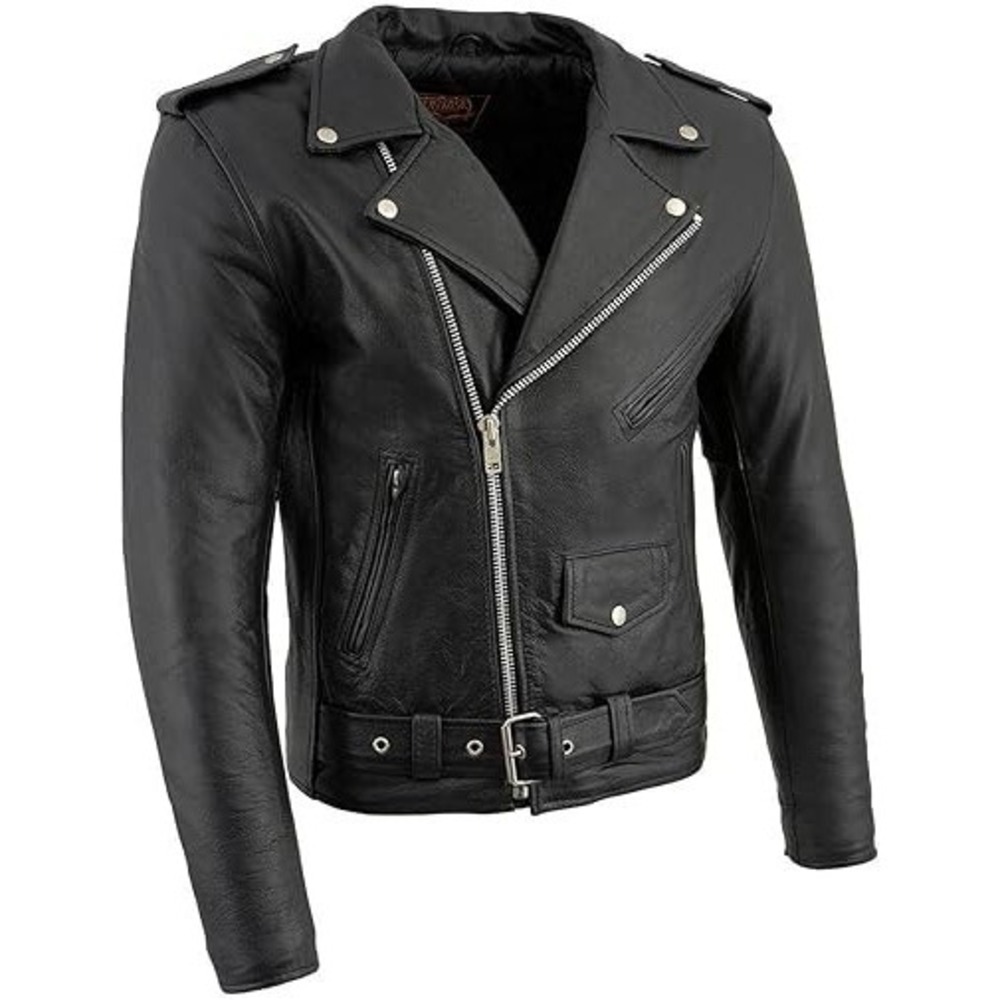 Milwaukee Leather LKM1781 Men's Black Motorcycle Jacket w/Liner - Size XL